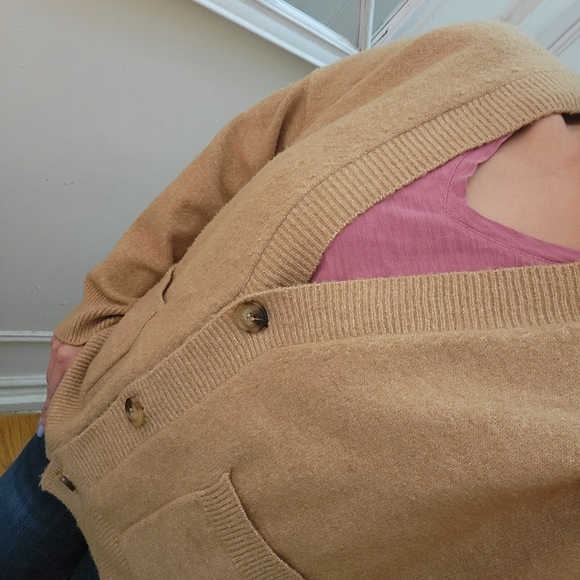 Sanctuary Camel Oversized Cardigan L Lagenlook Cottagecore Grandpa Sweater - Picture 8 of 9
